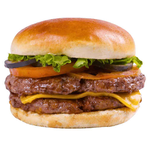 HAMBURGUESA DE RES DOBLE DELUXE Y QUESO