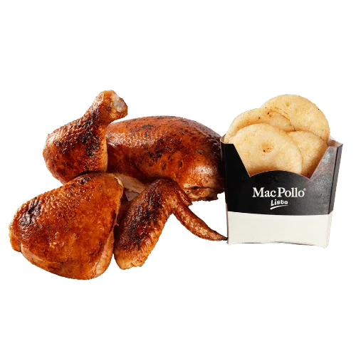 Medio Pollo Asado 4 Presas + 4 Arepas
